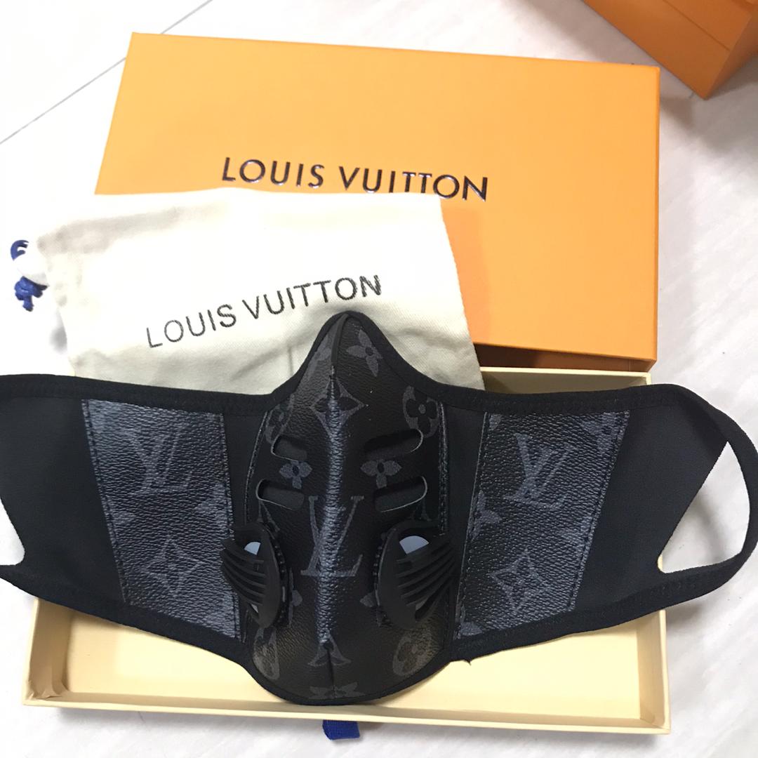 Luxurious LV Face Mask- CLASSIC BLACK LEATHER WITH FILTERS - Mikaaa sunlight
